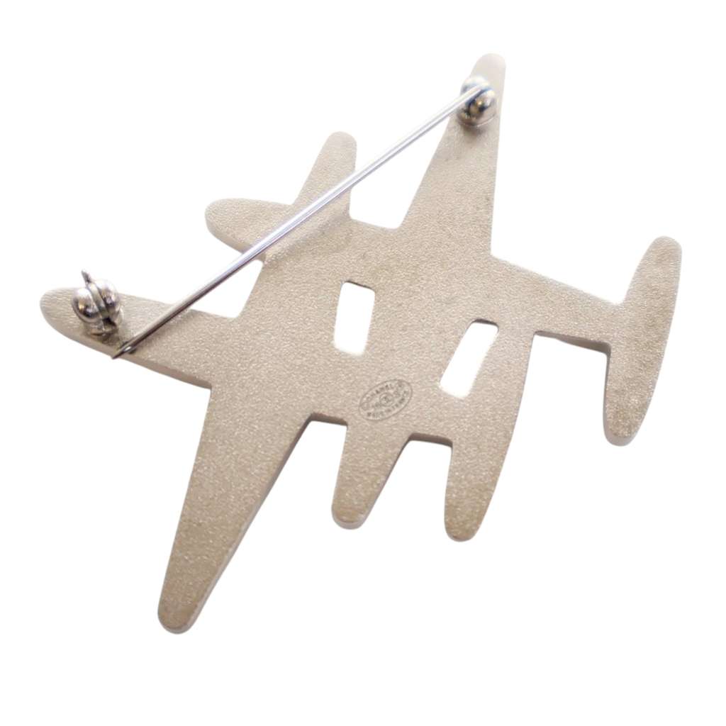 Chanel Enamel CC Striped Airplane Brooch - Image 6