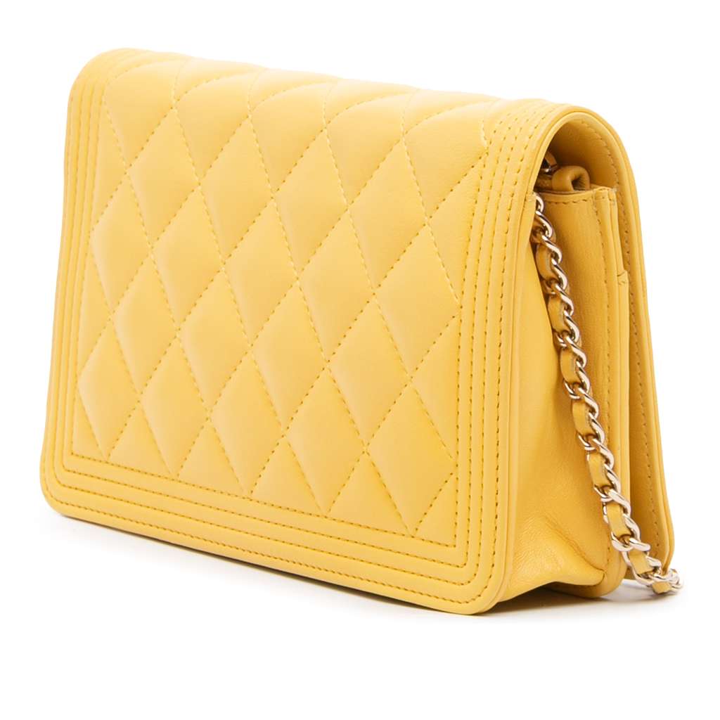 Chanel Quilted Lambskin Boy Wallet On Chain - Back view