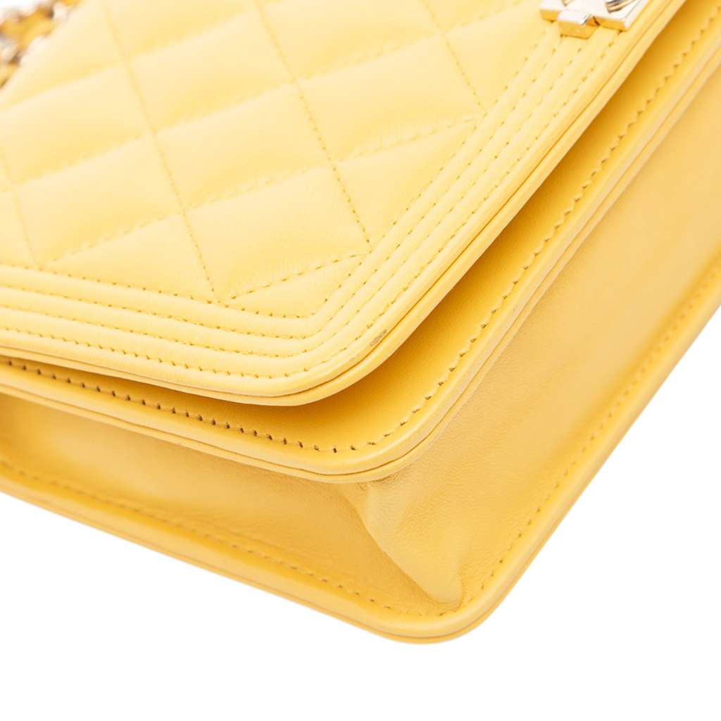 Chanel Quilted Lambskin Boy Wallet On Chain - Image 10