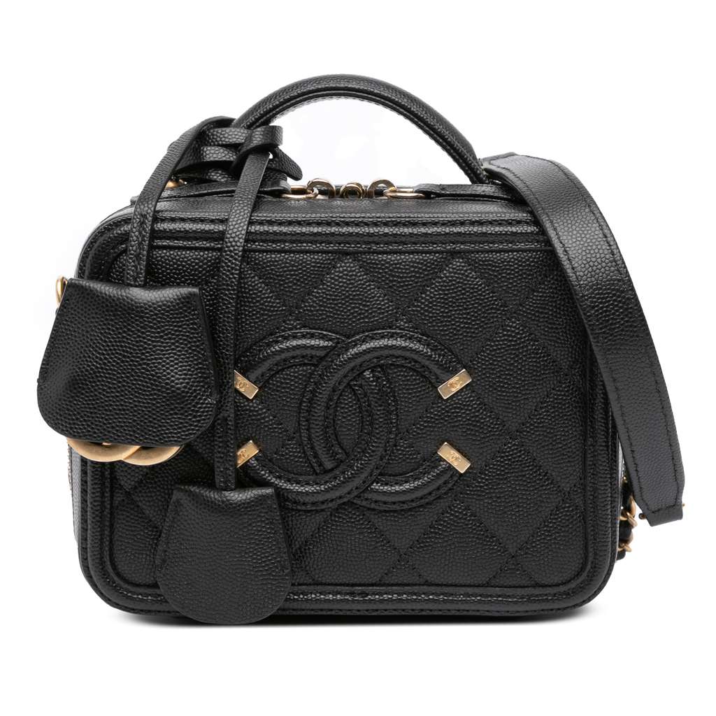 Chanel Small Caviar Filigree Vanity Case