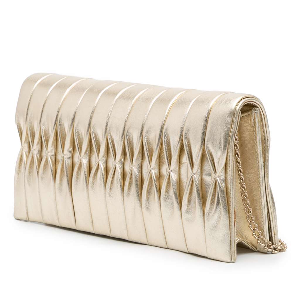 Chanel CC Metallic Pleated Lambskin Chain Link Shoulder Bag - 2