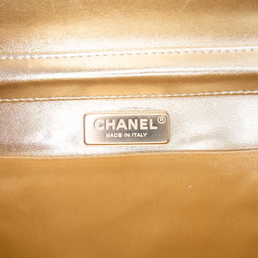 Chanel CC Metallic Pleated Lambskin Chain Link Shoulder Bag - 5