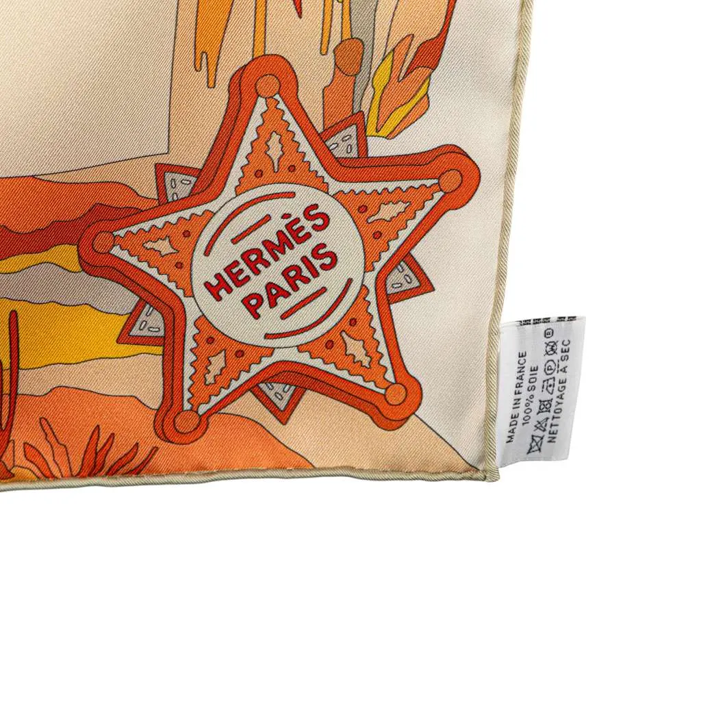 Hermès Bottes Story Silk Scarf Orange Silk Good - Inside View