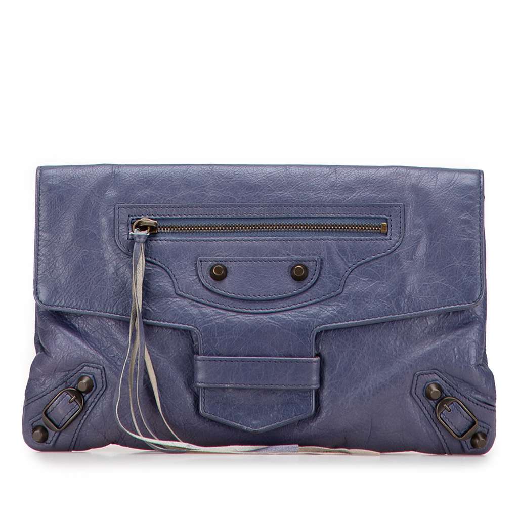 Balenciaga Lambskin Motocross Classic City Clutch