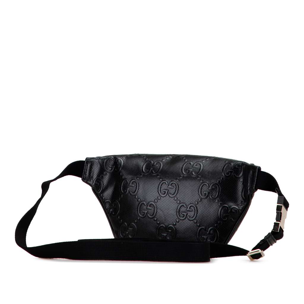 Gucci GG Embossed Perforated Leather Belt Bag - Back view