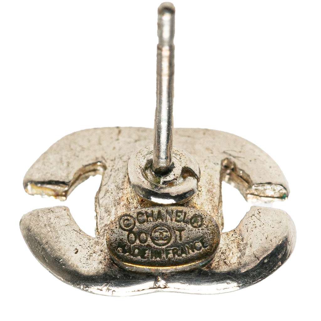 Chanel Silver CC Push Back Earrings - Image 6