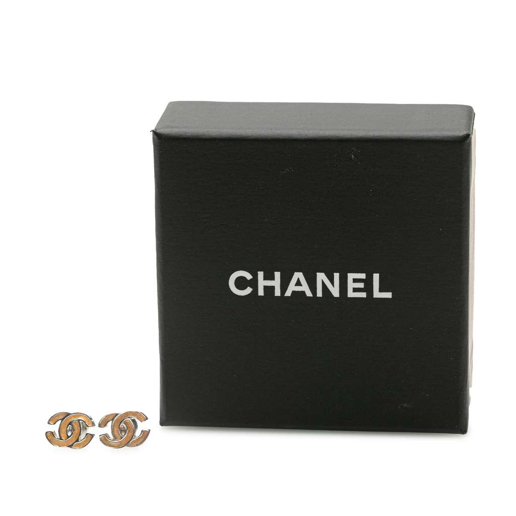 Chanel Silver CC Push Back Earrings - 4