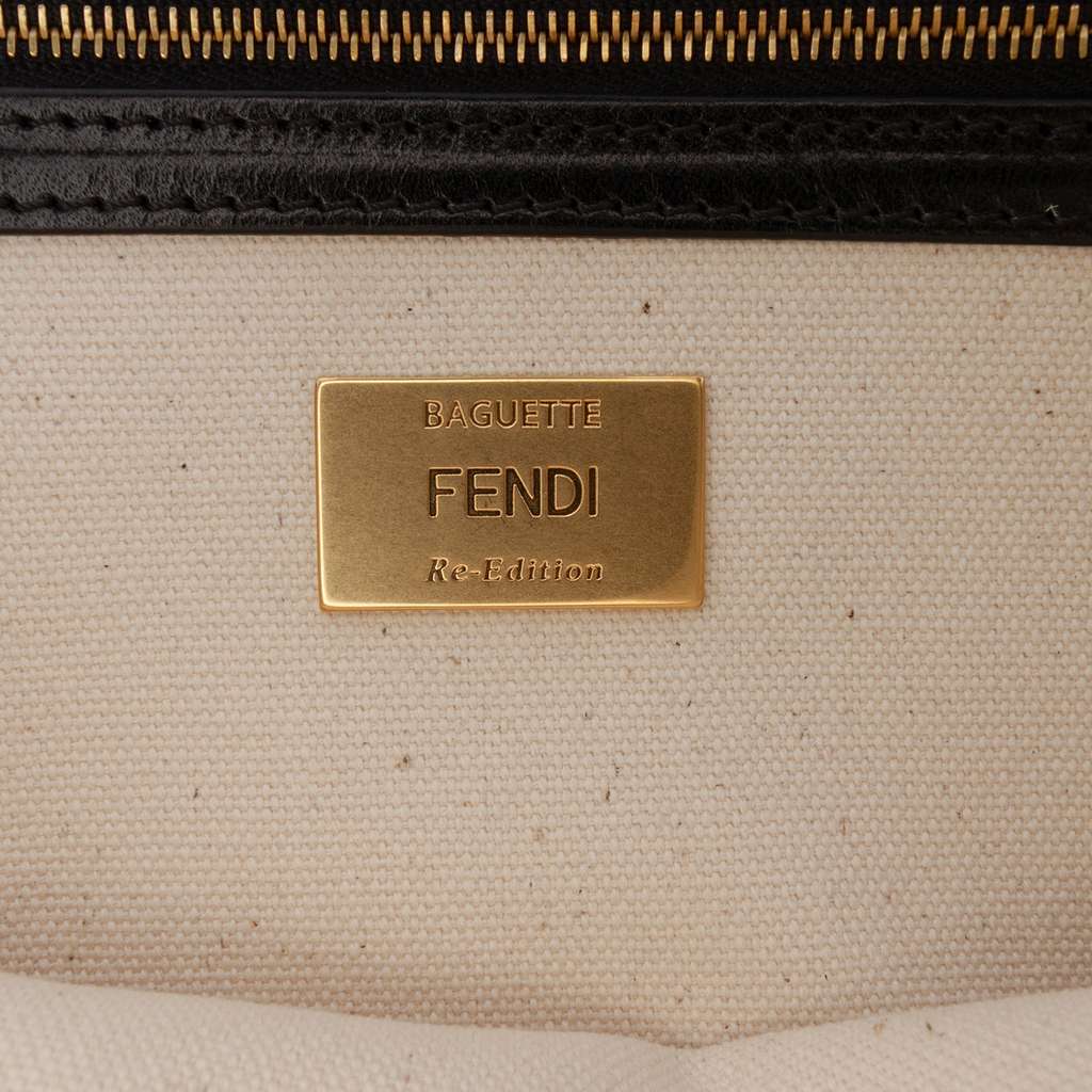 Fendi Chinese Valentines Day Zucca Embroidered Canvas Baguette Satchel - 5
