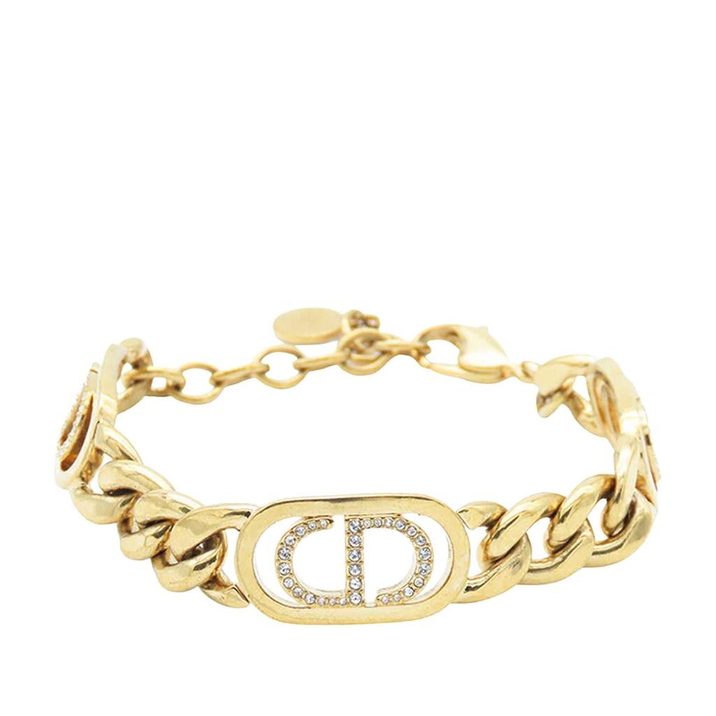 Dior Gold Plated Rhinestones 30 Montaigne Chain Bracelet