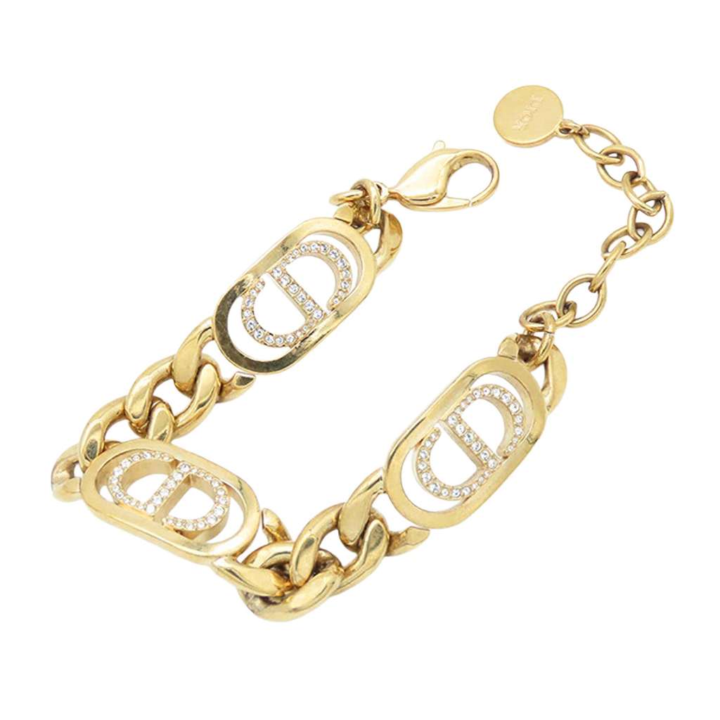Dior Gold Plated Rhinestones 30 Montaigne Chain Bracelet - 2