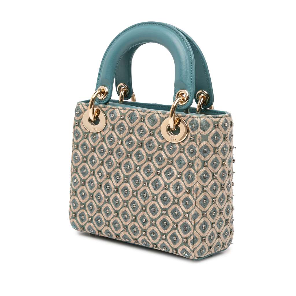 Dior Mini Canvas Honeycomb Embroidery Crystal Lady Dior - Back view