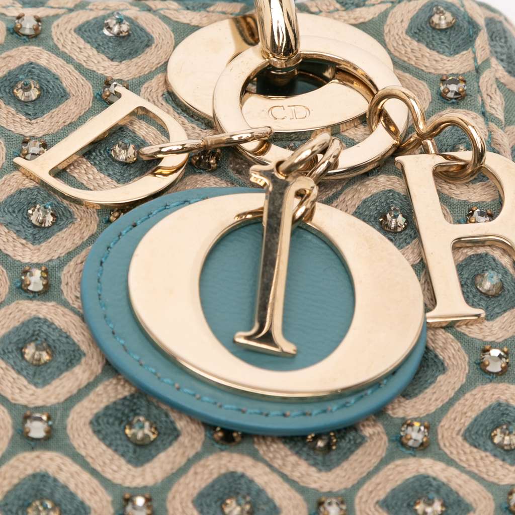 Dior Mini Canvas Honeycomb Embroidery Crystal Lady Dior - Detail 2