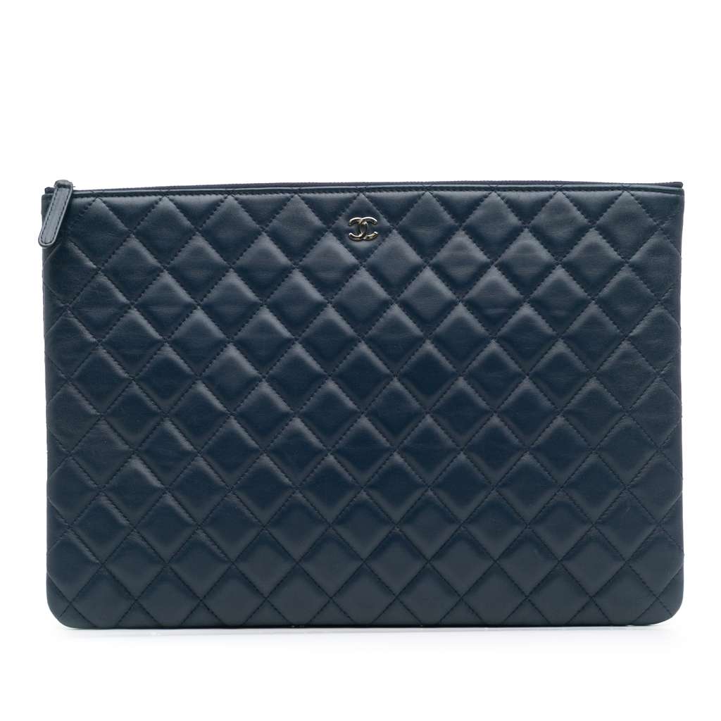 Chanel Large Quilted Lambskin O Case Clutch