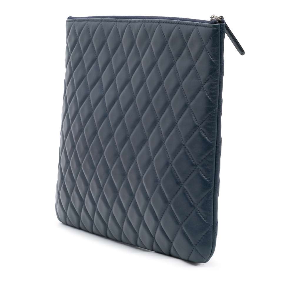 Chanel Large Quilted Lambskin O Case Clutch - Back view