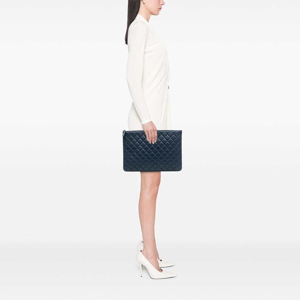 Chanel Large Quilted Lambskin O Case Clutch - Image 13