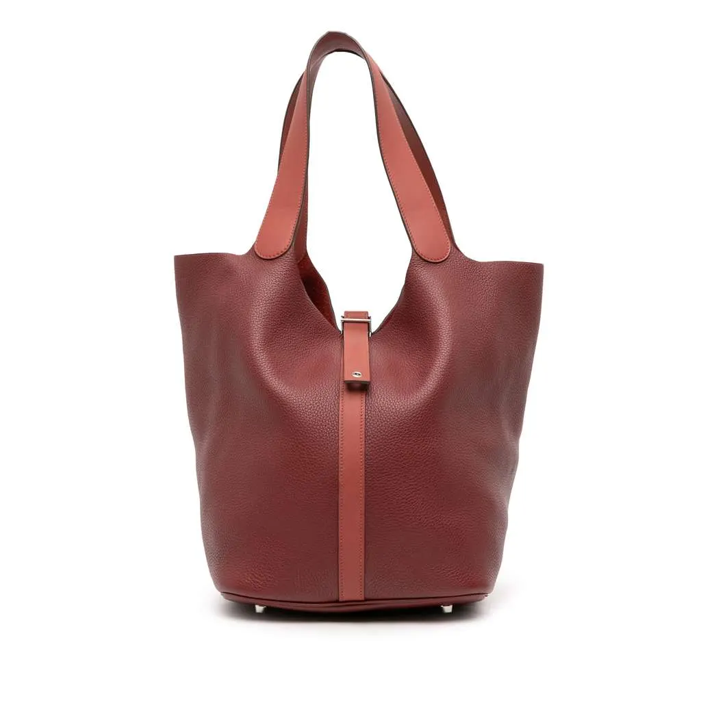 Hermès Bicolor Clemence and Swift Picotin Lock 31 Red Leather Good - Front View