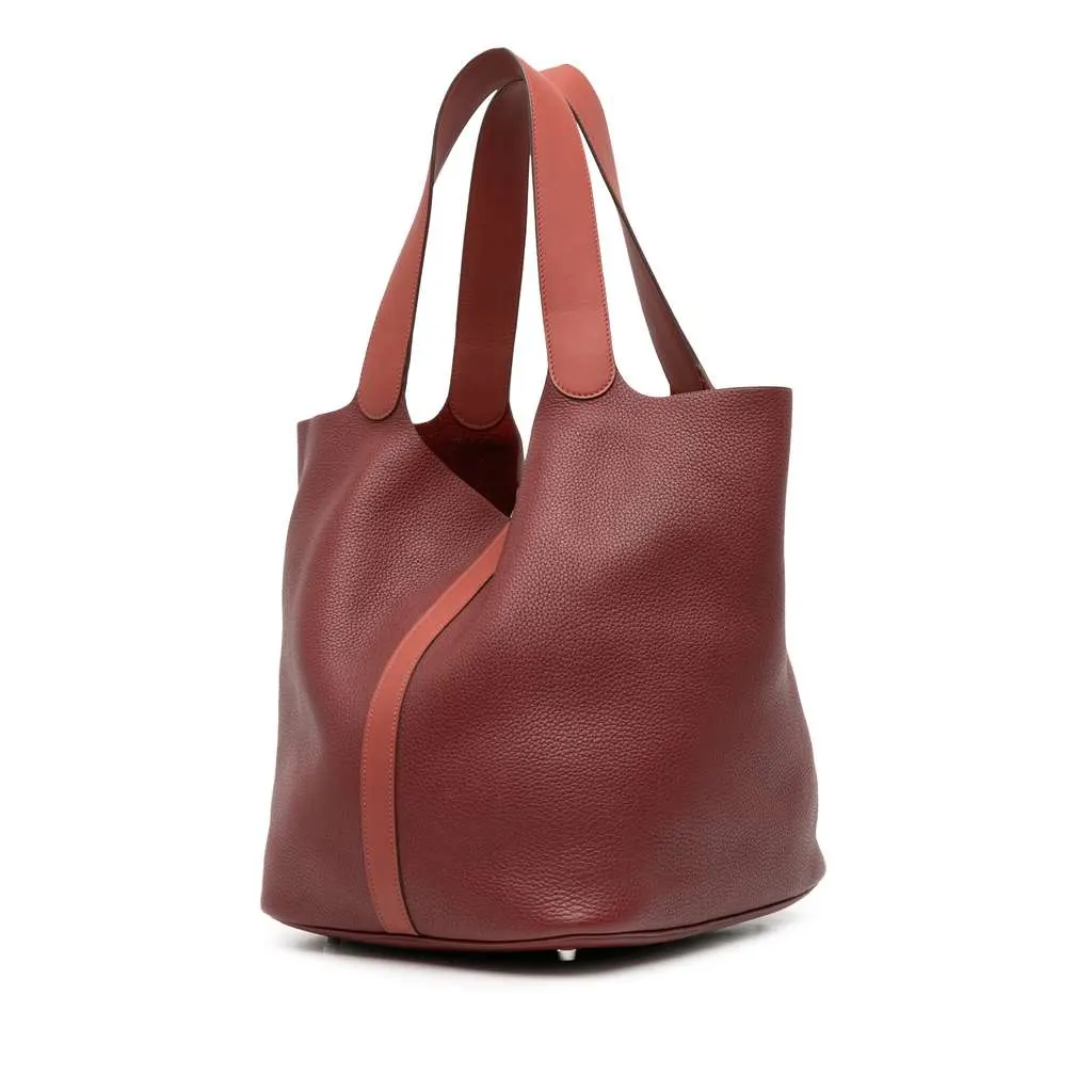 Hermès Bicolor Clemence and Swift Picotin Lock 31 Red Leather Good - Back View