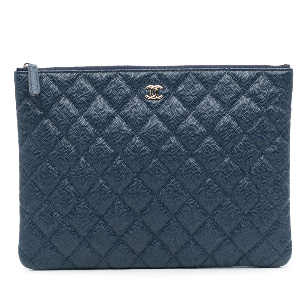 Chanel Medium Quilted Caviar O Case Clutch