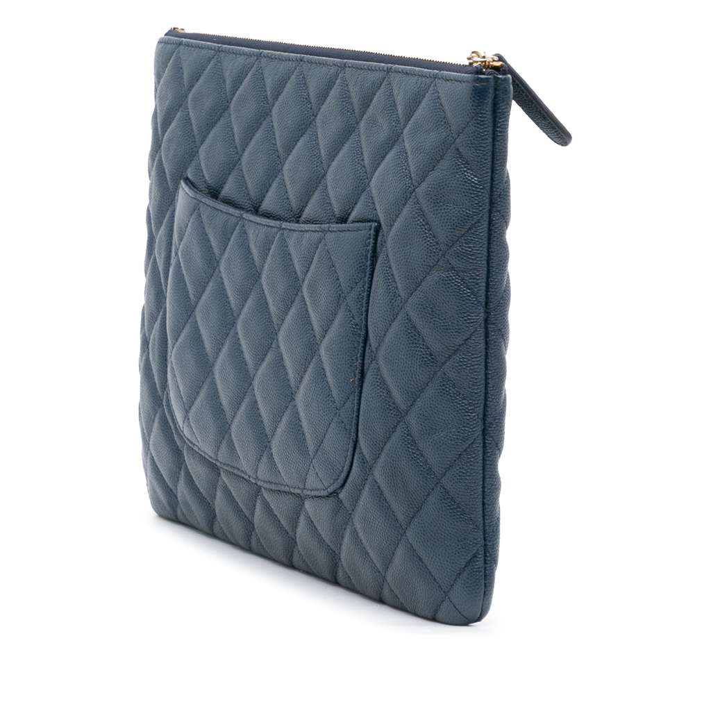 Chanel Medium Quilted Caviar O Case Clutch - Back view