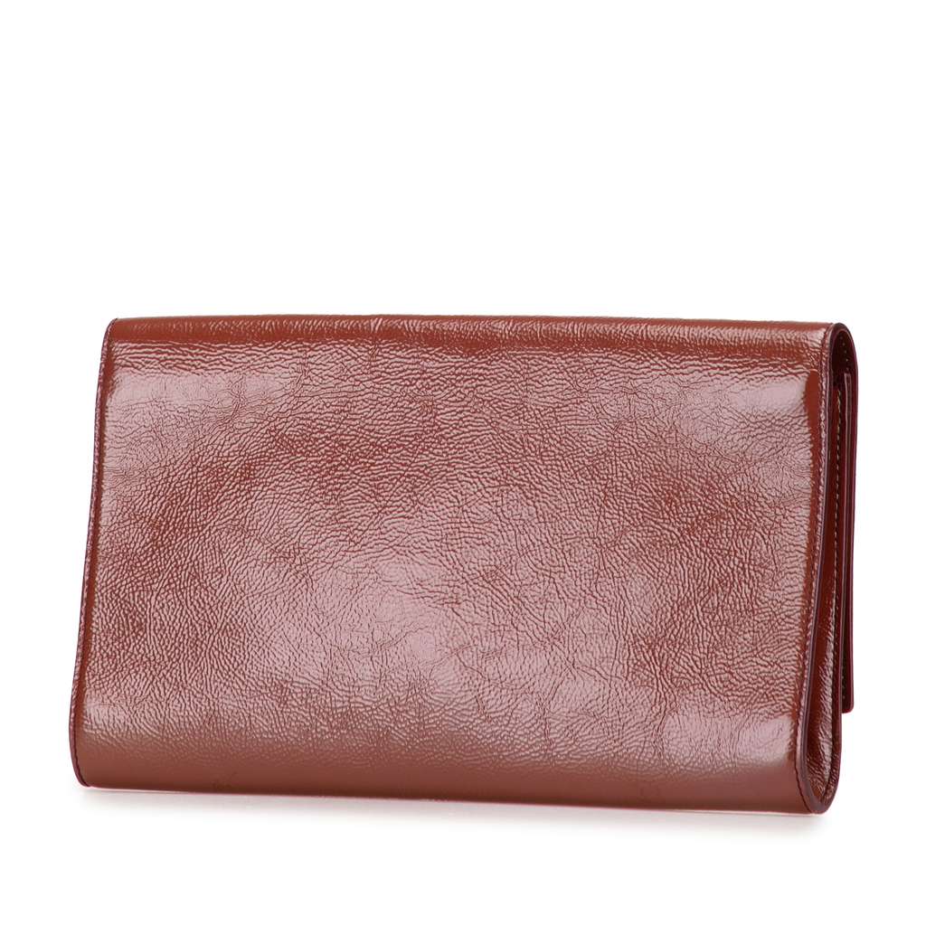 Saint Laurent Large Textured Patent Monogram Belle De Jour Clutch - Back view