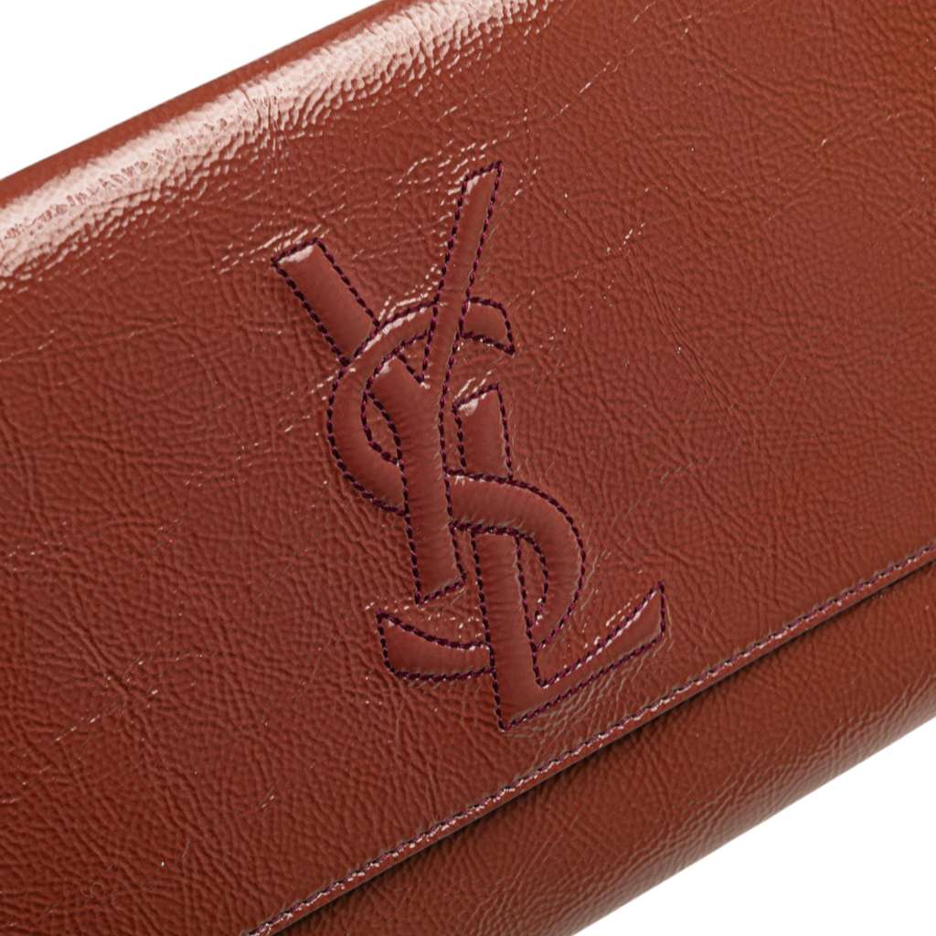 Saint Laurent Large Textured Patent Monogram Belle De Jour Clutch - Image 11