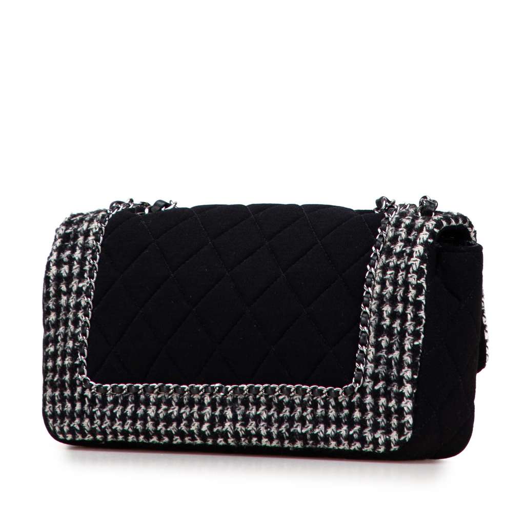 Chanel Medium Quilted Jersey and Tweed Chain Flap - 2