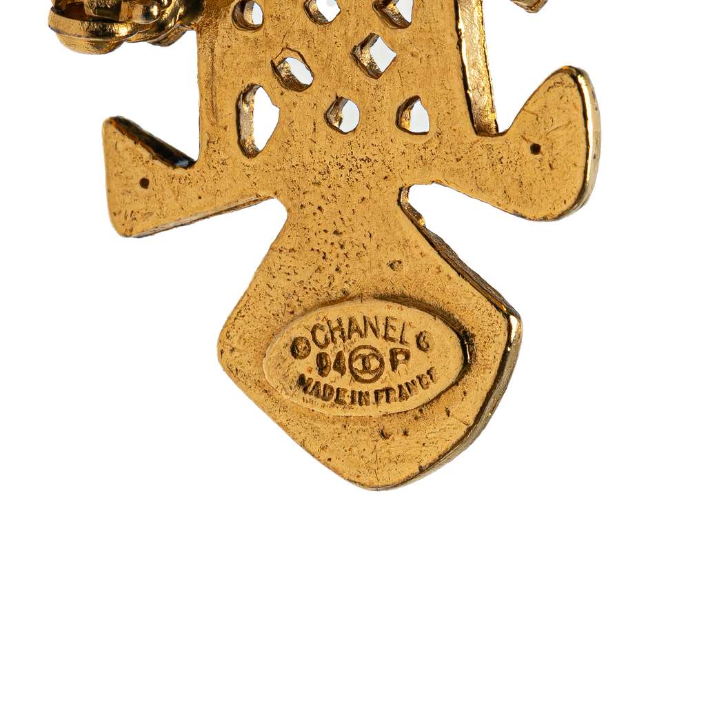 Chanel CC Gold Plated Cross Brooch - 3