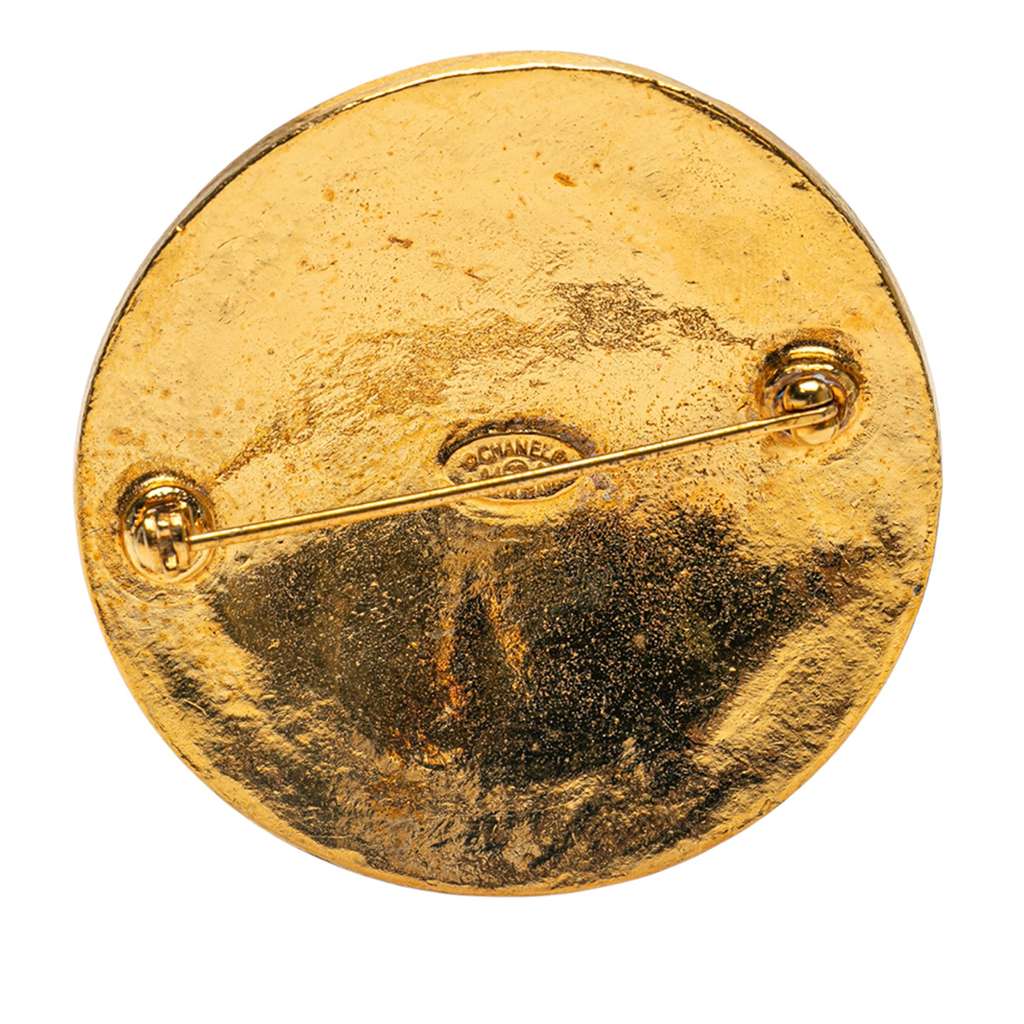 Chanel CC Gold Plated Medallion Brooch - 2