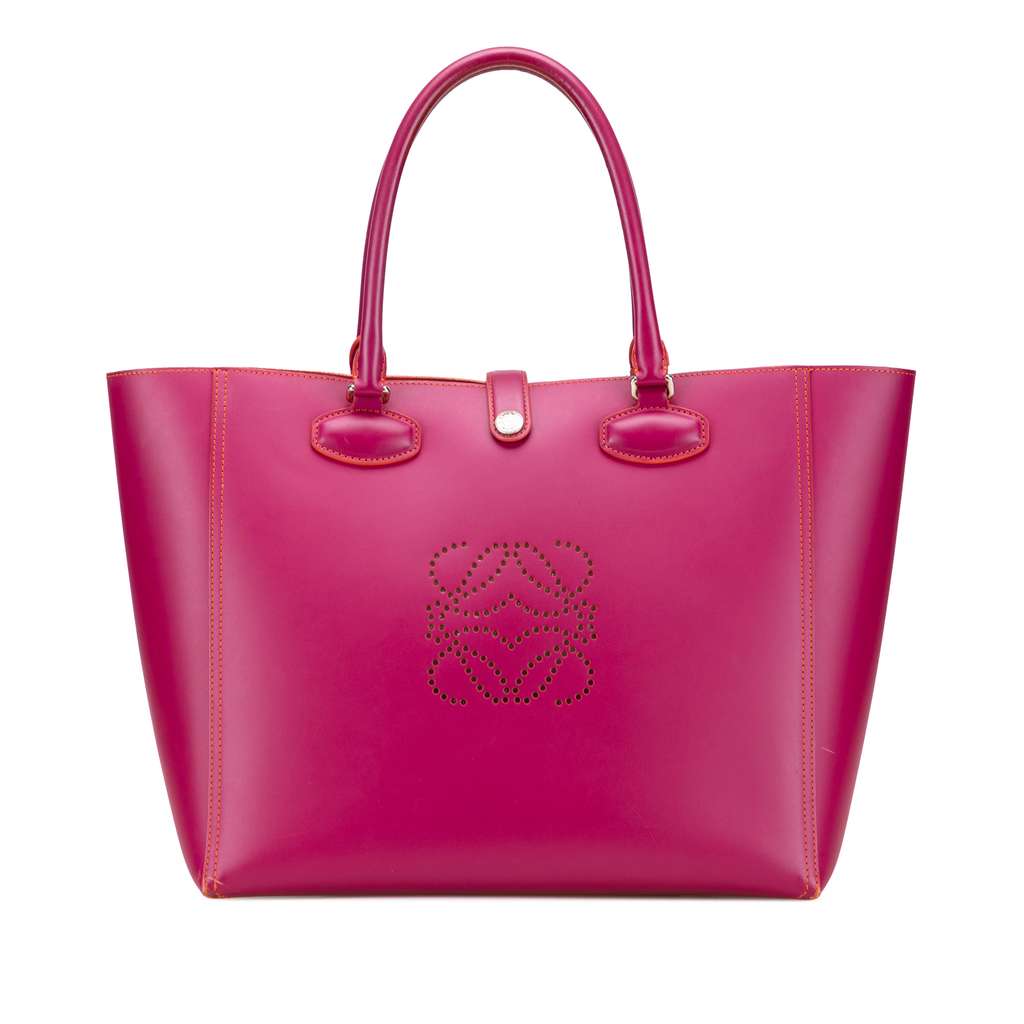 Loewe Leather Perforated Anagram Leo Tote