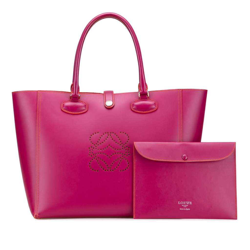 Loewe Leather Perforated Anagram Leo Tote - Image 13