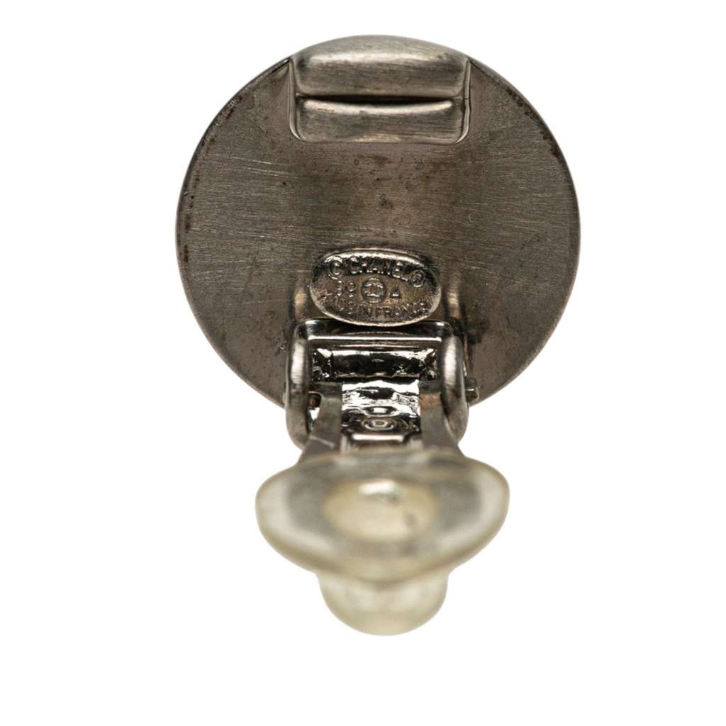 Chanel CC Silver and Gold Plated Round Clip On Earrings - Image 6