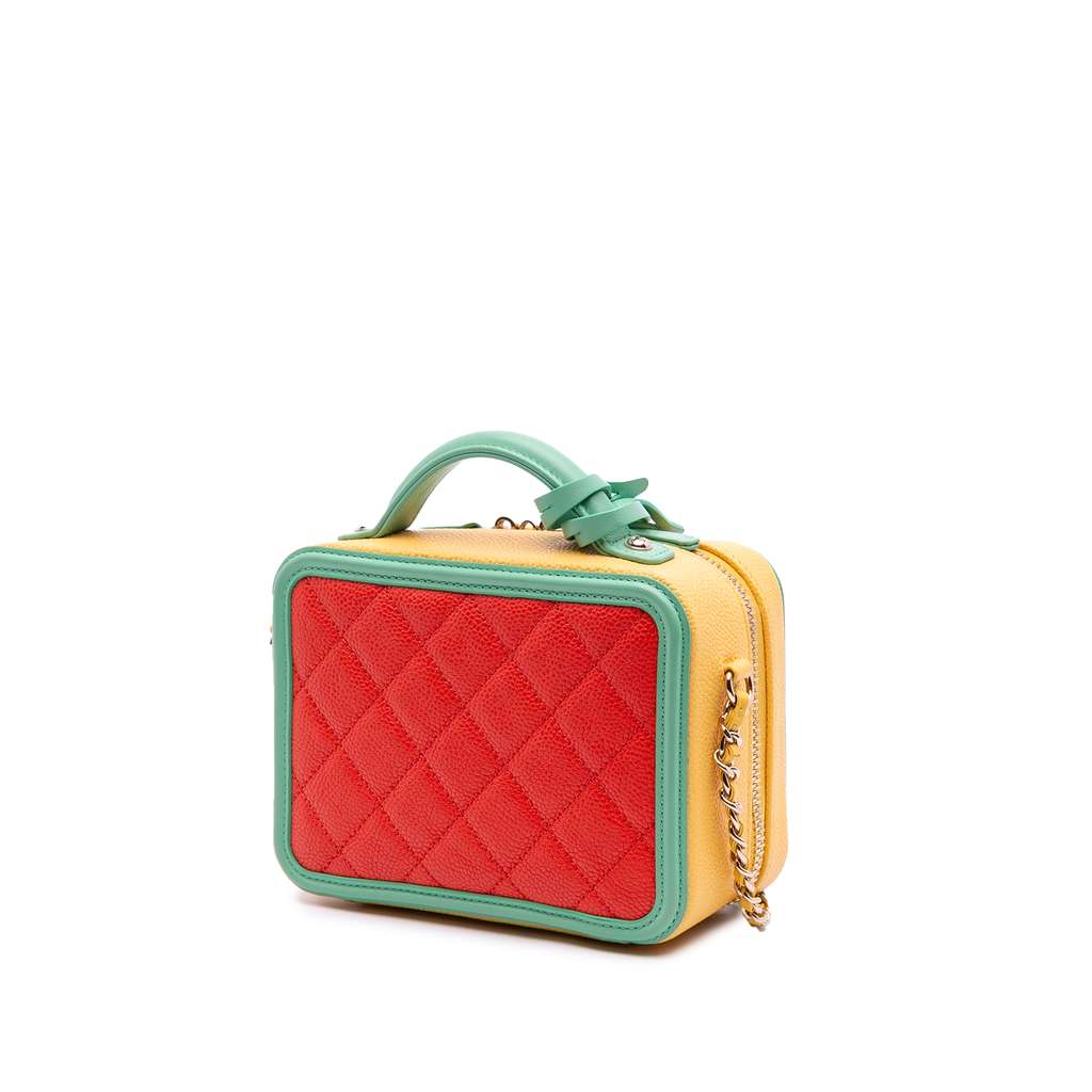 Chanel Small Tricolor Caviar CC Filigree Vanity Case - Back view