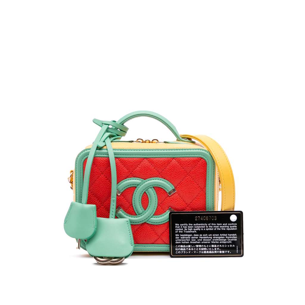 Chanel Small Tricolor Caviar CC Filigree Vanity Case - Image 12