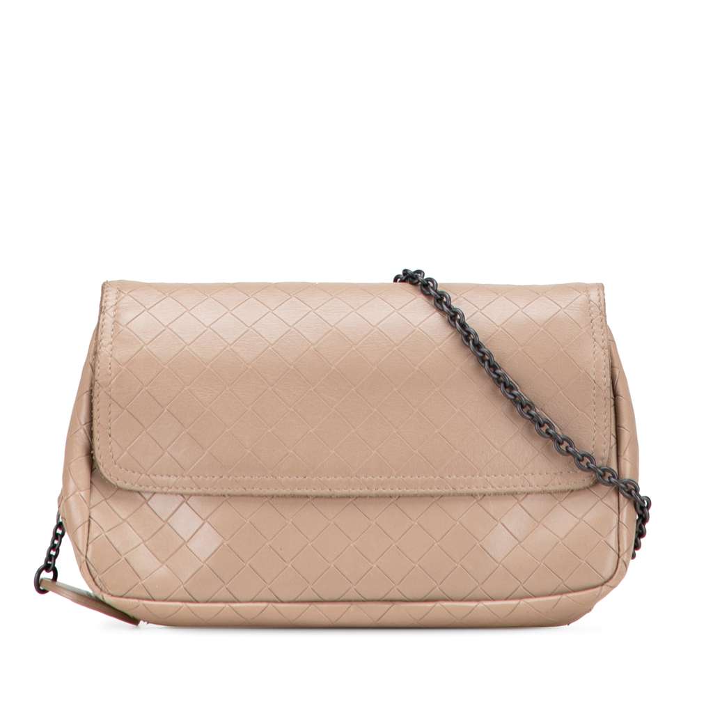 Bottega Veneta Small Leather Intrecciomirage Chain Crossbody