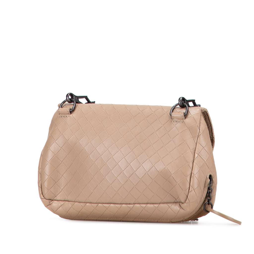 Bottega Veneta Small Leather Intrecciomirage Chain Crossbody - Back view