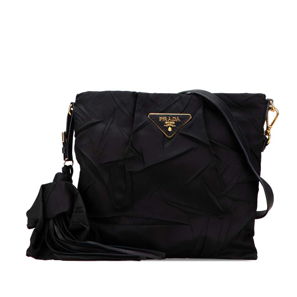 Prada Tessuto Stropicciato Tassel Crossbody