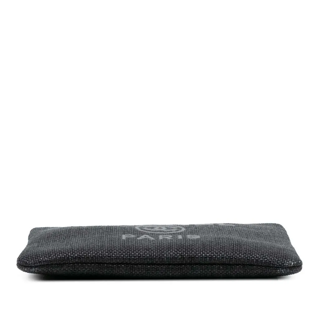 Chanel Medium Straw Deauville O Case Clutch Black Good - Inside View