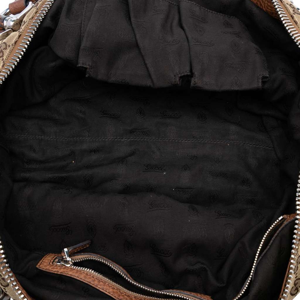 Gucci Large GG Canvas Bamboo Bar Tote - 4