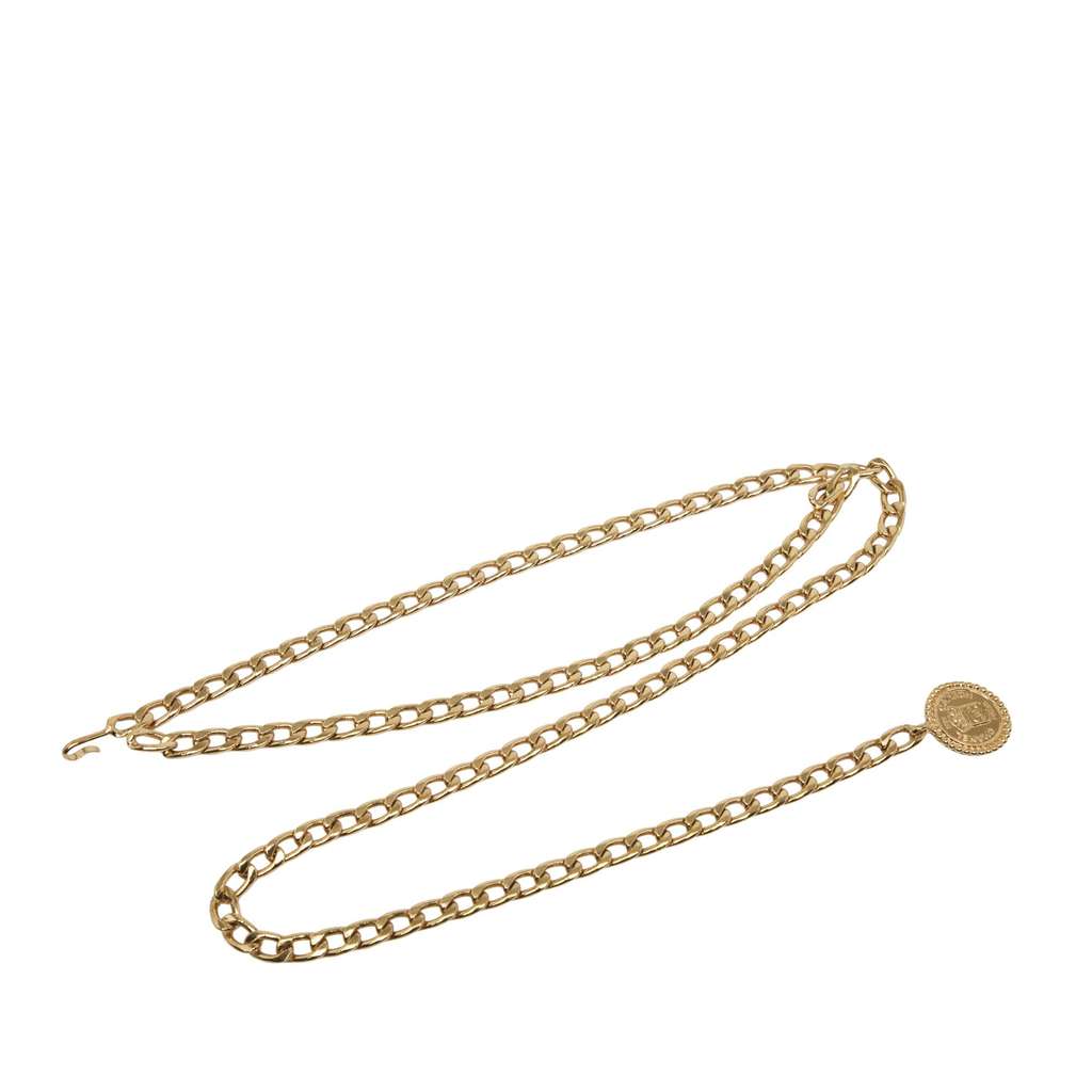 Chanel CC Gold Plated Logo Medallion Chain Link Belt - Back view