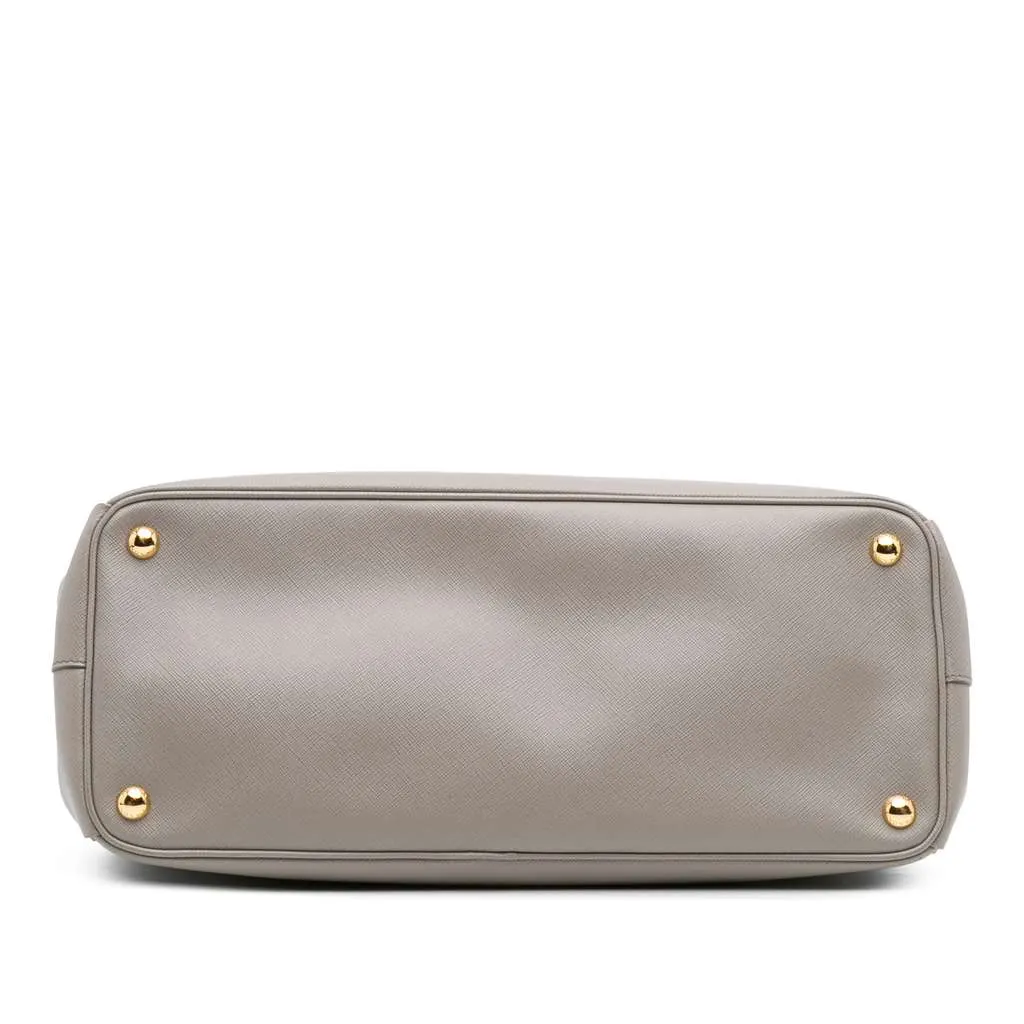 Prada Large Saffiano Lux Galleria Double Zip Satchel Grey Leather Good - Inside View