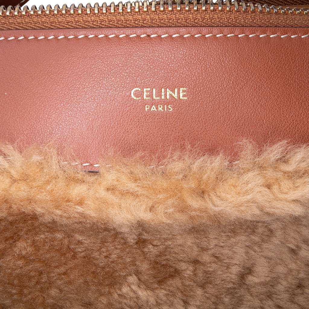 Celine Shearling and Leather Romy Shoulder Bag - Side view