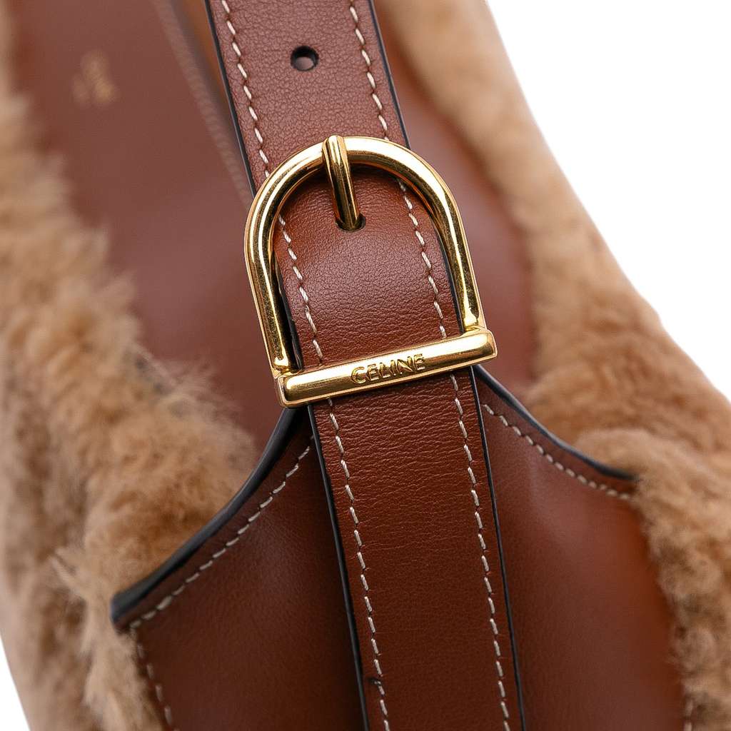 Celine Shearling and Leather Romy Shoulder Bag - Image 11
