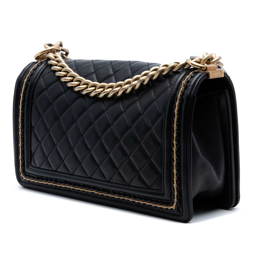 Chanel Old Medium Quilted Lambskin Chain Boy Flap - Back view