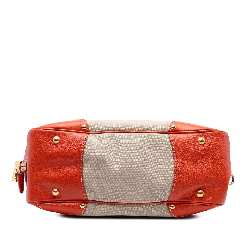 Prada Cinghial Trimmed Canvas Canapa Satchel - Image 6