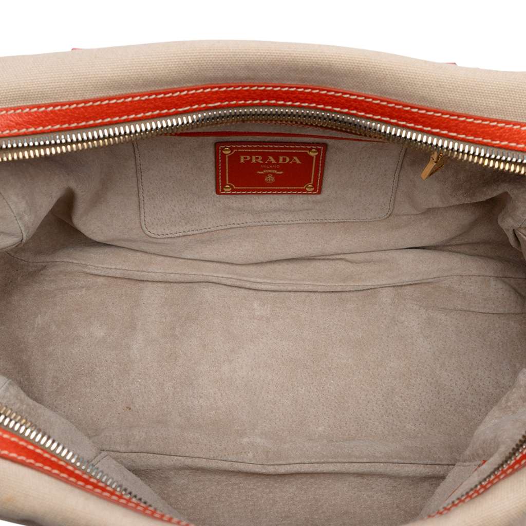 Prada Cinghial Trimmed Canvas Canapa Satchel - 4