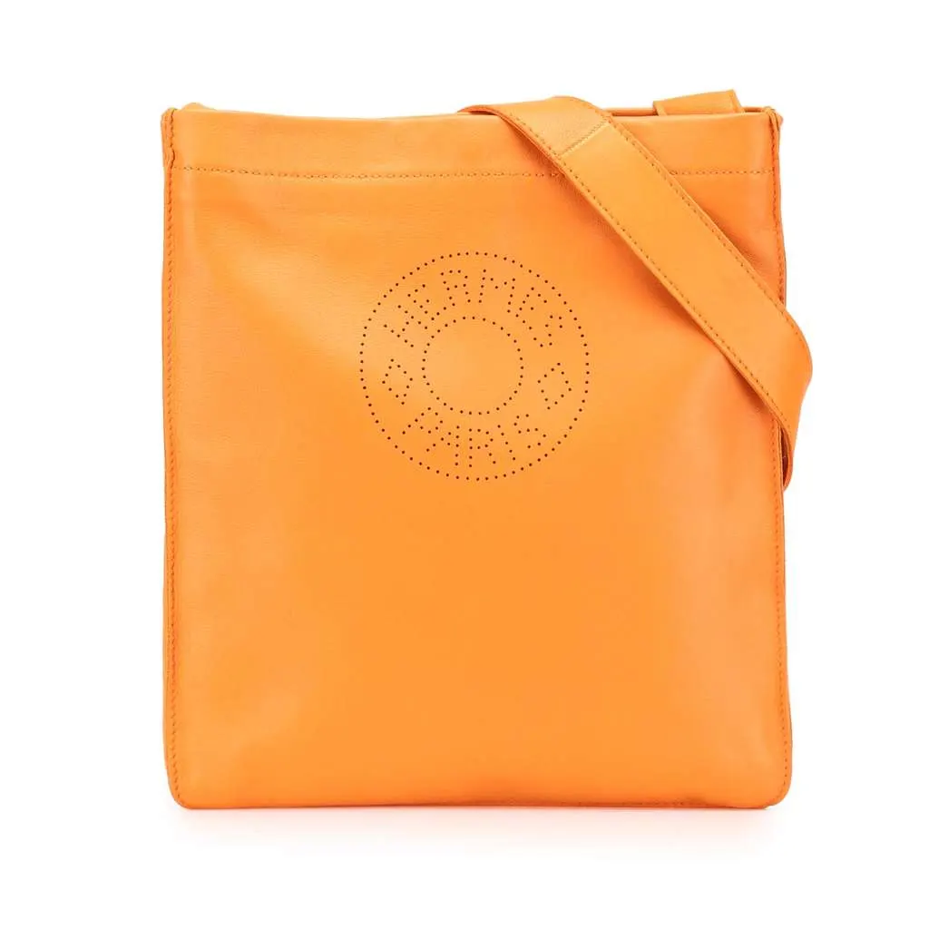 Hermès Milo Clou de Selle Crossbody Orange Leather Very good - Front View