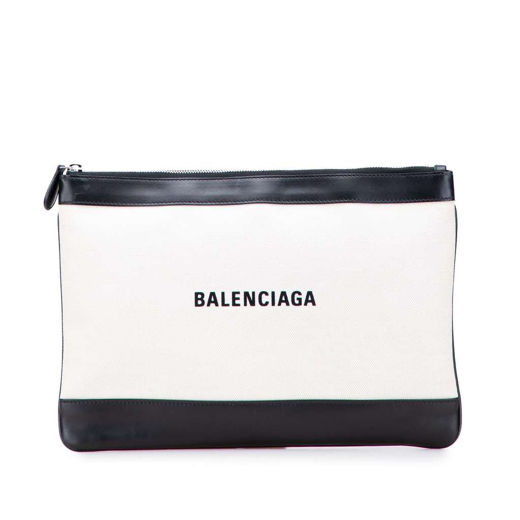 Balenciaga M Canvas Navy Clip Clutch