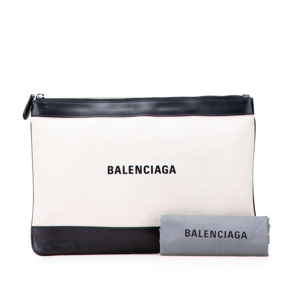 Balenciaga M Canvas Navy Clip Clutch - Image 13