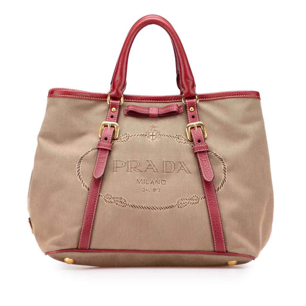 Prada Canvas Canapa Logo Bow Satchel