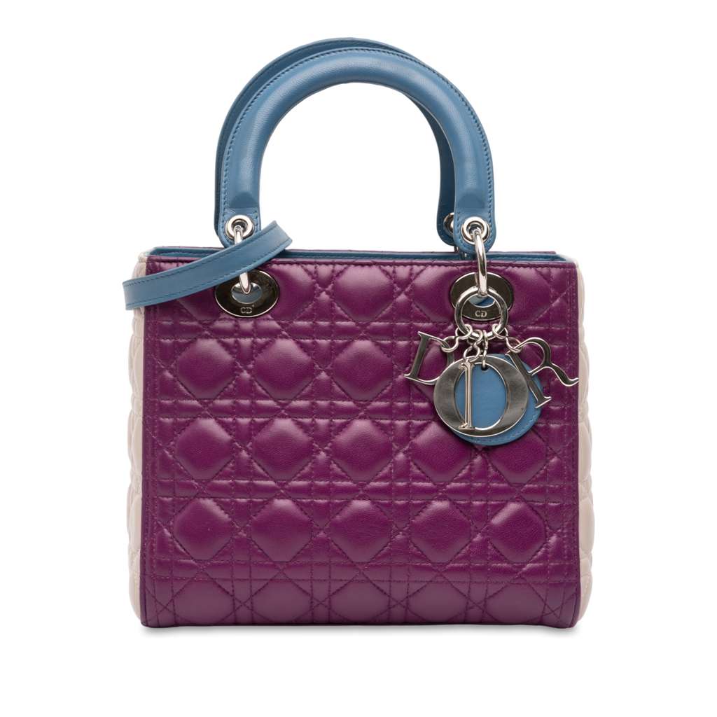 Dior Medium Tricolor Lambskin Cannage Lady Dior